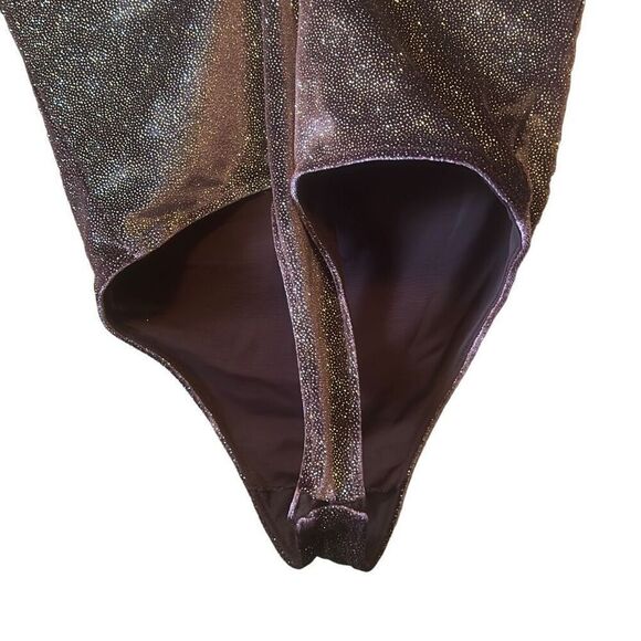 Sparkly Bodysuit, Long Sleeve Leotard, Shimmery Party Top, Glam Night Out - Picture 3 of 7